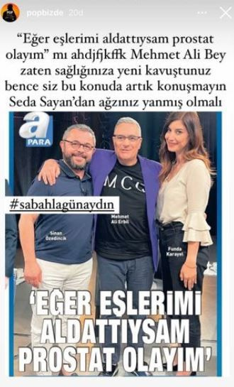 Mehmet Ali Erbil: Eski eşlerimi aldattıysam prostat olayım!