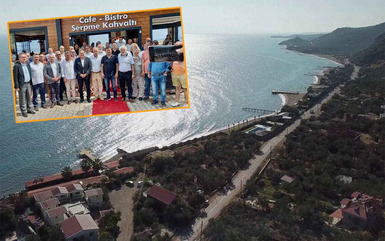 Halk TV'nin sahibi Mahiroğlu'nun Çanakkale Assos'taki kaçak iş yeri açılışına CHP tam kadro katıldı