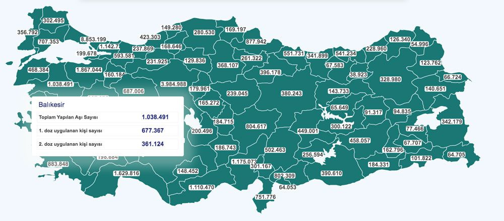 Türkiye'de toplam aşı sayısı 48 milyon dozu geçti Nüfusunun yarısı aşılanan 8 il belli oldu