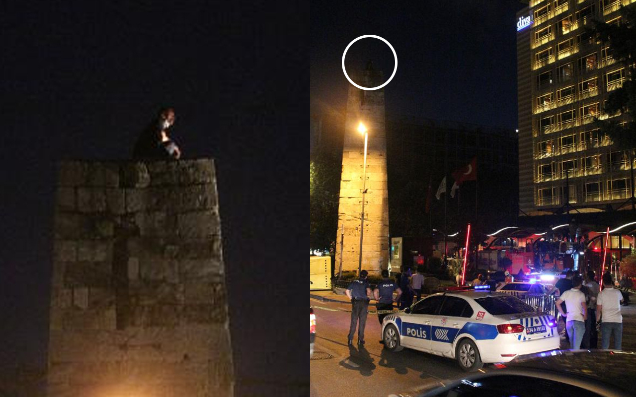Tarihi su sarnıcına çıktı! İstanbul Şişli'de trafiği kilitleyen intihar girişimi