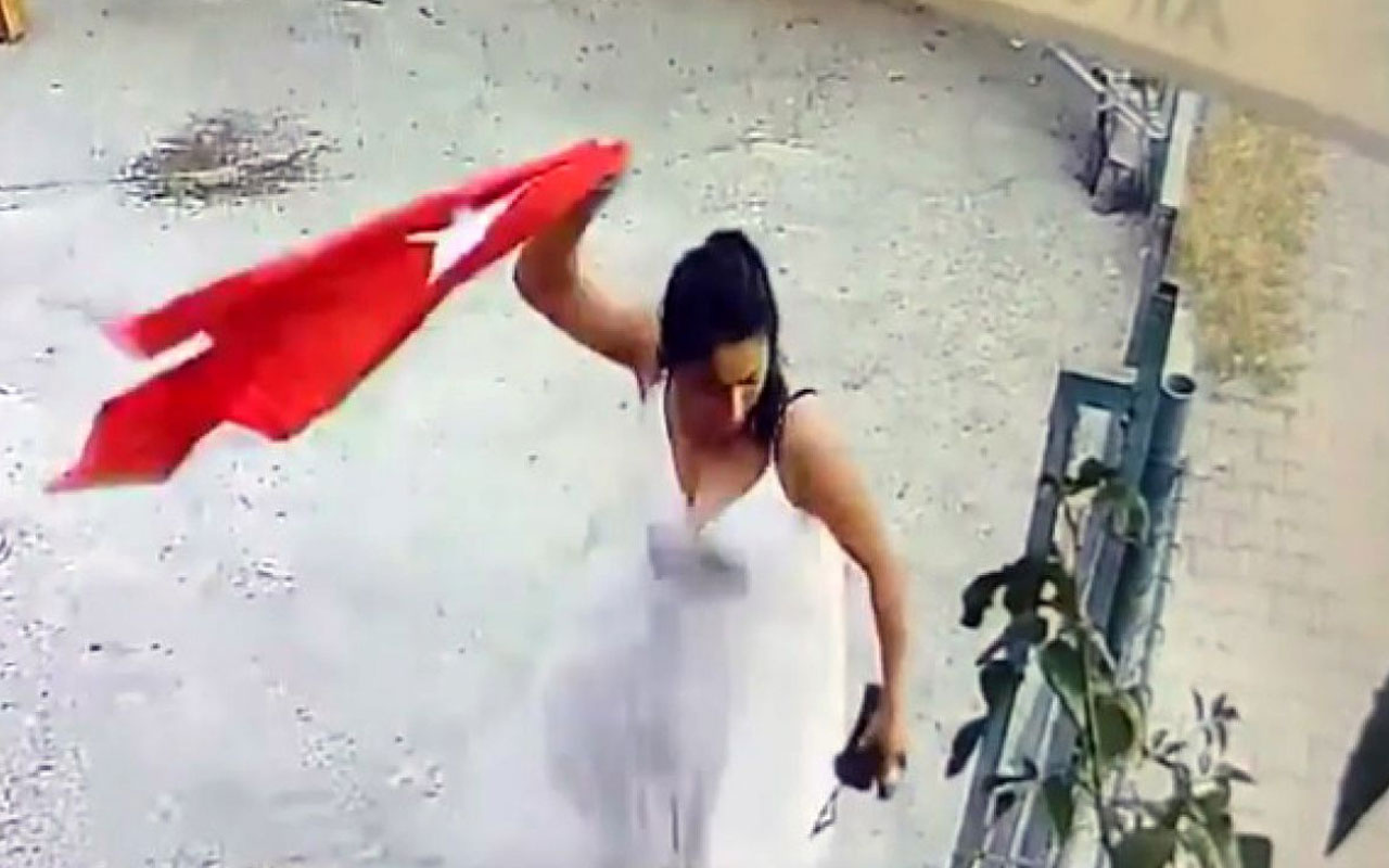 Adana'da iş yerine asılı Türk bayrağını koparan kadın, çöpe attı