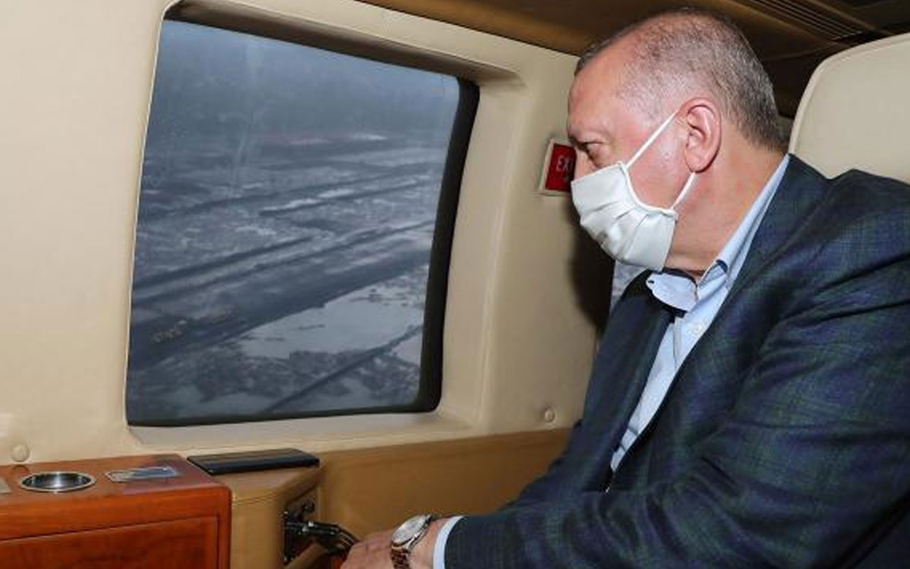 Erdoğan, Rize-Artvin Havalimanı'nı havadan inceledi