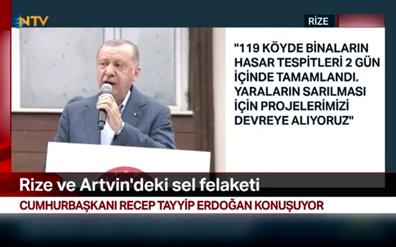 Cumhurbaşkanı Erdoğan'dan felaketin yaşandığı Rize'de konut müjdesi!