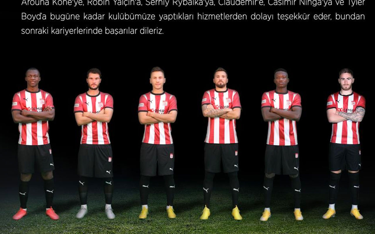 Sivasspor 6 futbolcusuna teşekkür etti