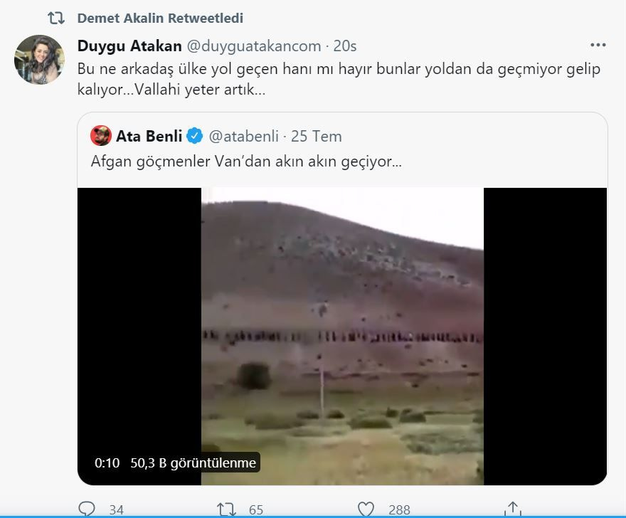 Demet Akalın'dan 'Afgan mülteci' tepkisi... Twitter'dan isyan etti!