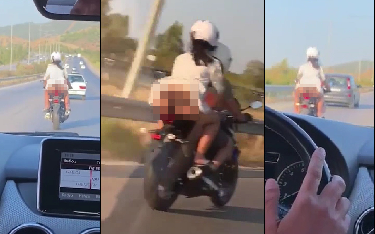 İzmir'de motosiklette elbisesi açıldı iç çamaşırı gözüktü! Hakaret eden adama tepki yağdı