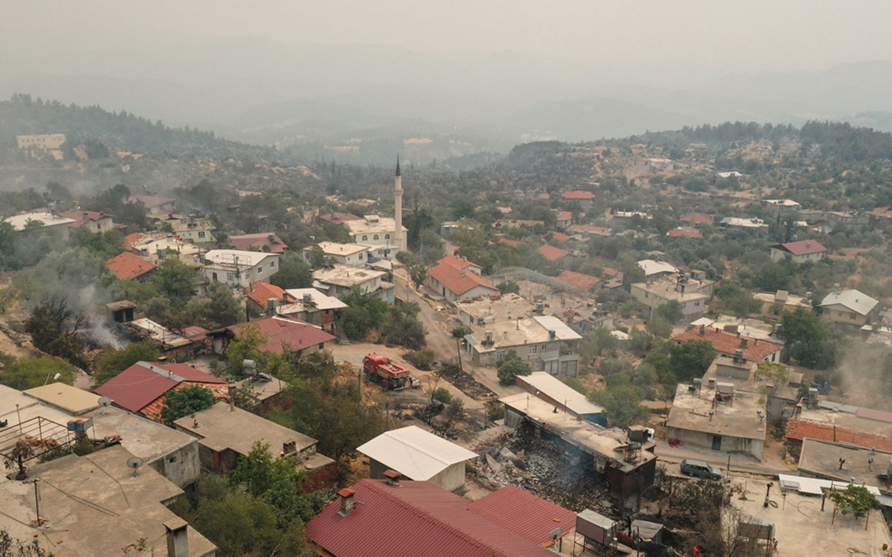 Antalya'da orman işçilerinin şehit olduğu yangın alanı havadan görüntülendi