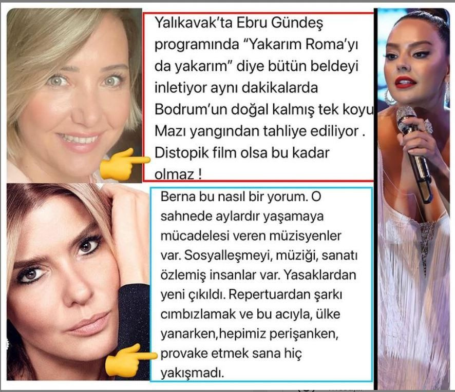 Bodrum yangınında Berna Laçin-Gülben Ergen'in 'Roma'yı yakarım' polemiği