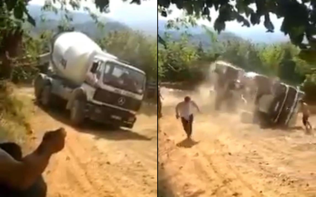 Sakarya'da beton mikseri bir anda devrildi! O anlar kameraya yansıdı