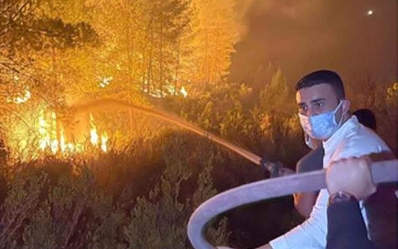 CZN Burak Özdemir'den  Antalya yangınında ev tipi söndürücüyle 'şov'