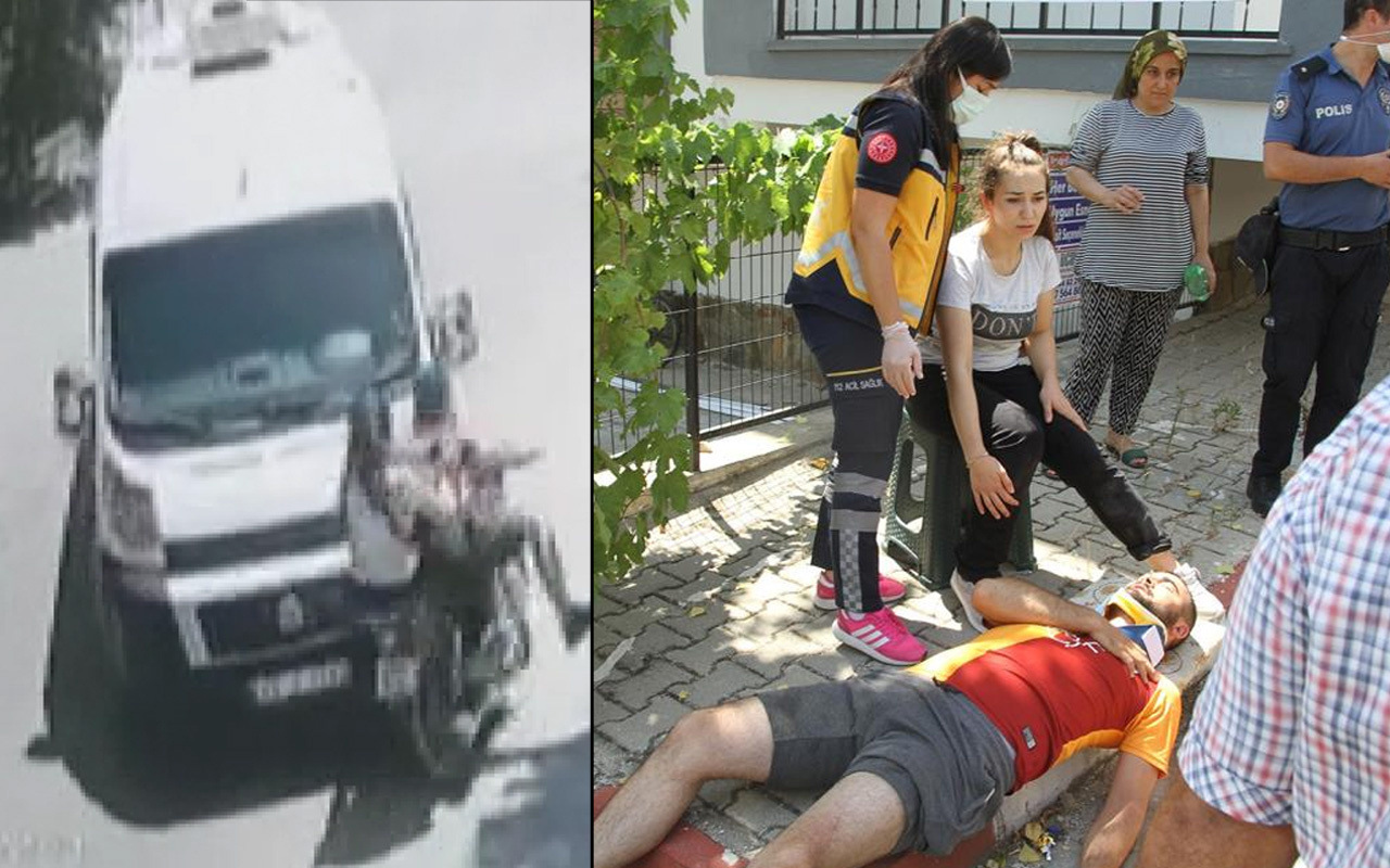 Manisa'da motosiklet ile minibüs kafa kafaya çarpıştı! Feci kazanın görüntüsü ortaya çıktı