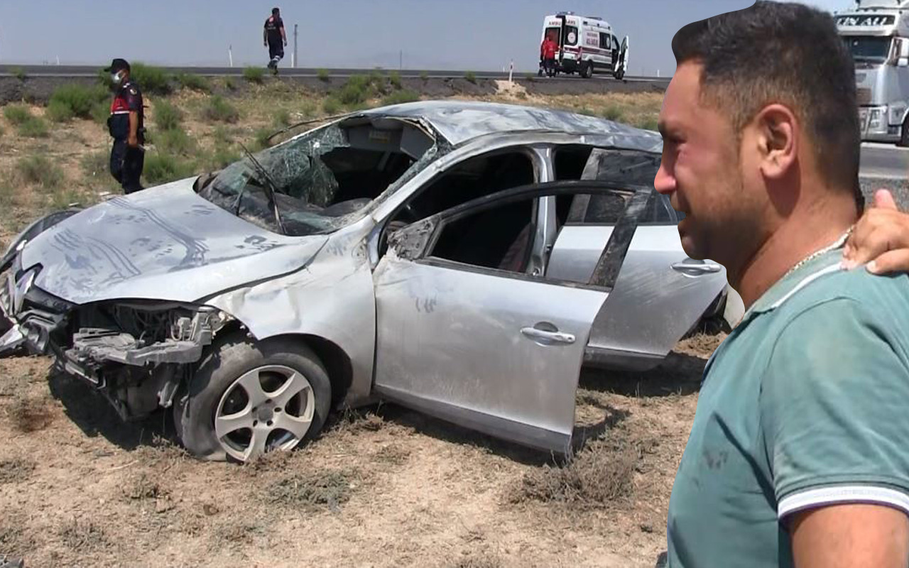 Aksaray'da feci kazada can pazarı! Takla atıp hurdaya döndü: Gözyaşlarına boğuldu
