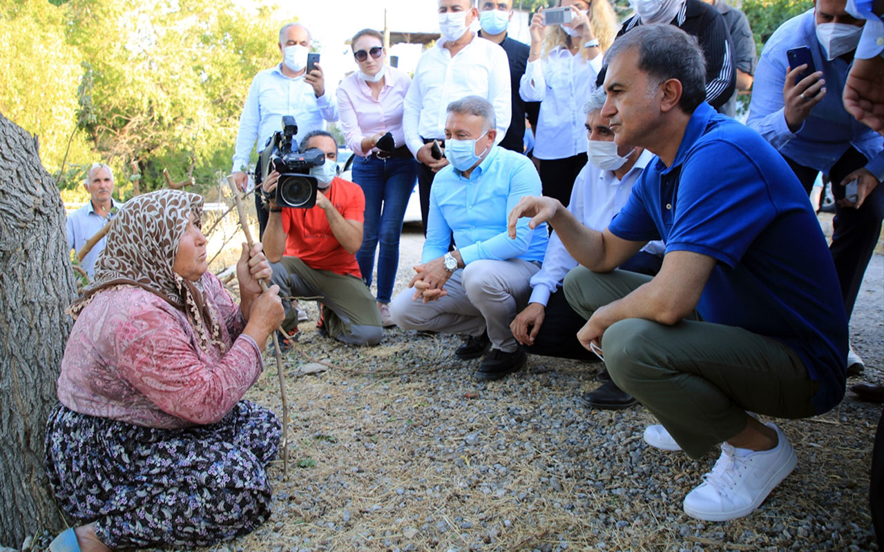 AK Parti'li Ömer Çelik Mersin'deki orman yangınında zarar gören alanları inceledi