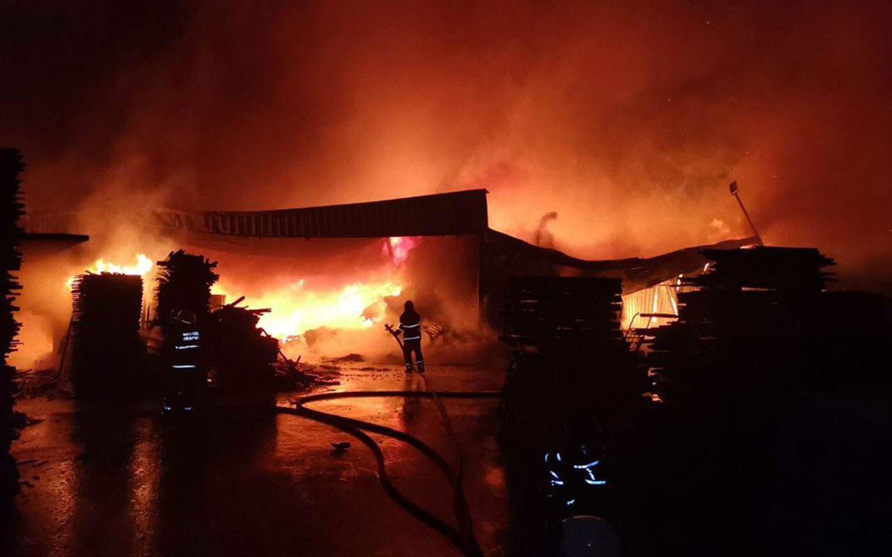 Kocaeli'de kereste fabrikasında yangın çıktı