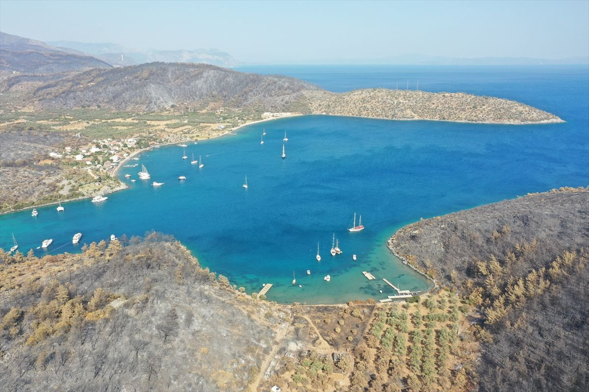 Yangın bitti Bodrum ve Milas'taki koylara yatlar ve tekneler gelmeye başladı