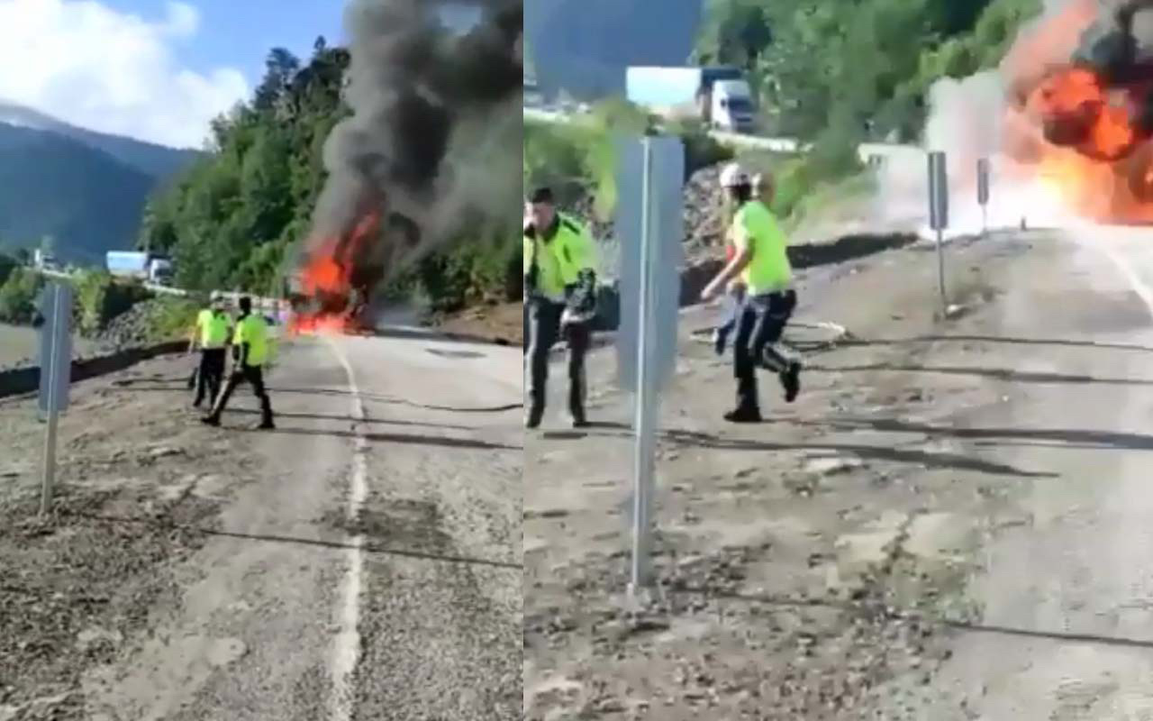 Bozkurt'a yardıma giden TIR yandı jeneratör patladı