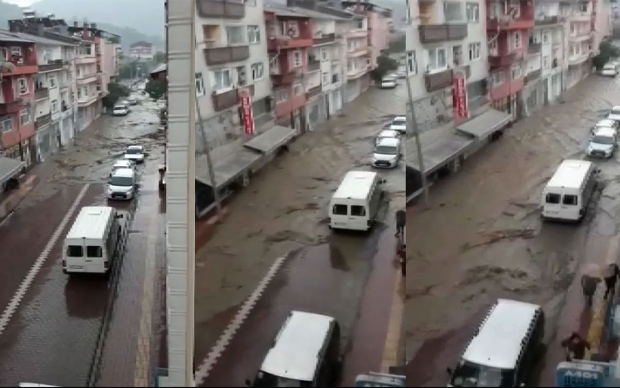 Kastamonu'nun Bozkurt ilçesinde sel böyle geldi! İşte o dehşete düşüren anlar