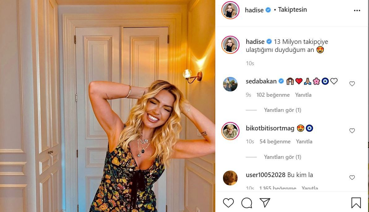 Hadise Instagram'da 13 milyona ulaştığını o fotoğrafıyla kutladı ama kimse tanıyamadı