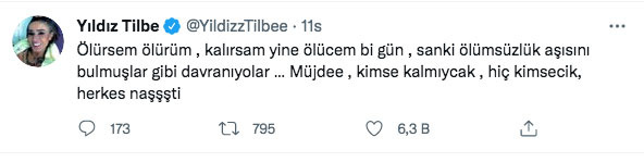 Yıldız Tilbe aşı olmayacağını ilan etti: Ölürsem ölürüm sanki ölümsüzlük aşısını bulmuşlar