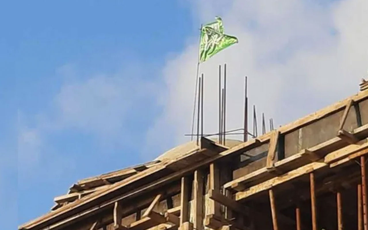 Zonguldak'ta cami inşaatına hilafet bayrağı astılar soruşturma başlatıldı