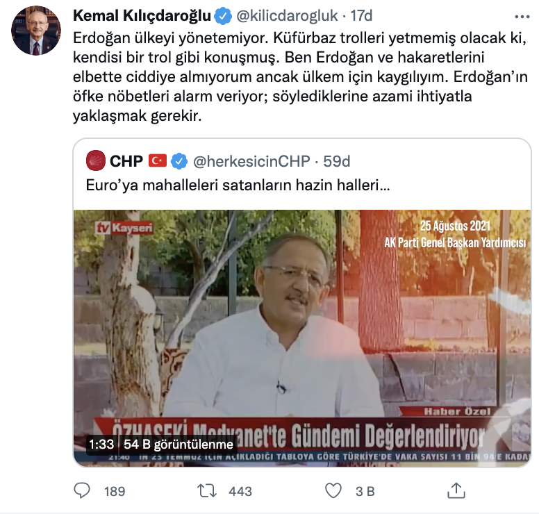 Kemal Kılıçdaroğlu'ndan Cumhurbaşkanı Erdoğan'a: 'Troll gibi konuşmuş'