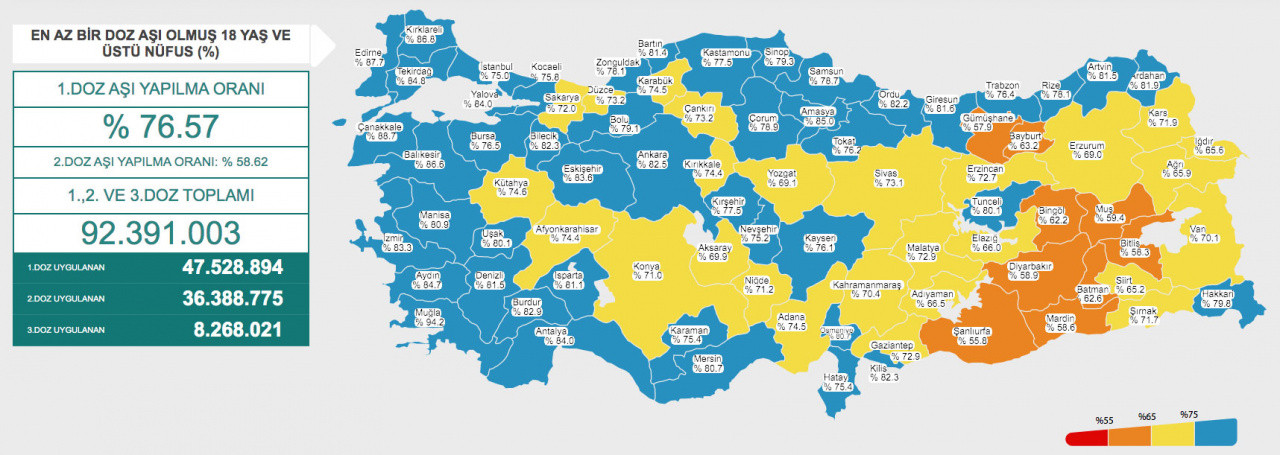 Sağlık Bakanı Fahrettin Koca aşılamada sarı ve mavi kategoriye geçen 3 ili açıkladı