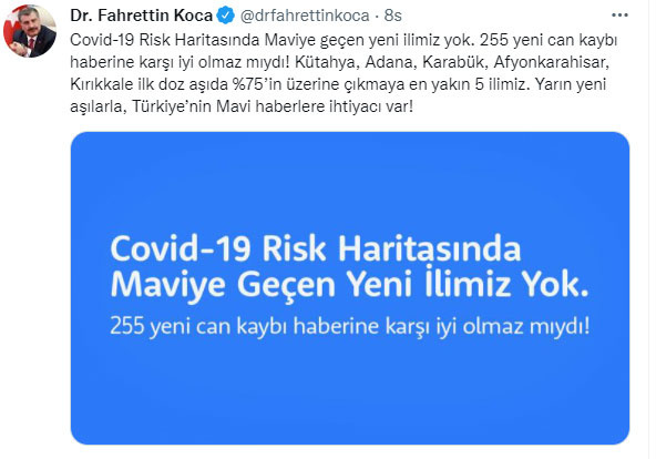 Bakan Fahrettin Koca 5 ildeki yeni gelişmeyi duyurdu! "Türkiye'nin Mavi haberlere ihtiyacı var!"