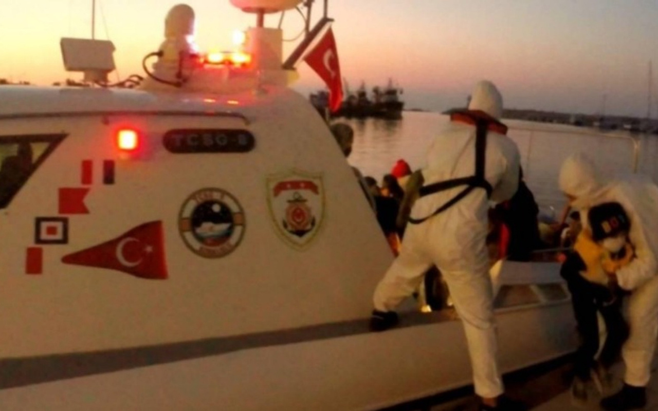Ayvacık'ta Türk kara sularına itilen 47 düzensiz göçmen kurtarıldı