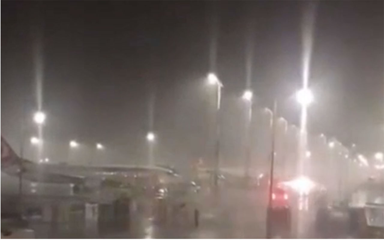 İstanbul Havalimanı'nda ortalık karıştı! Fırtına fena vurdu