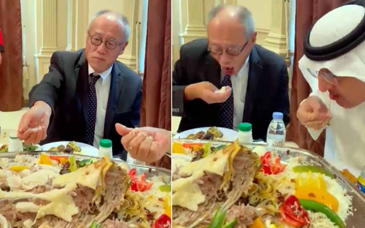 Suudi Arabistan'da vali, Japon büyükelçiye elle pilav yedirdi