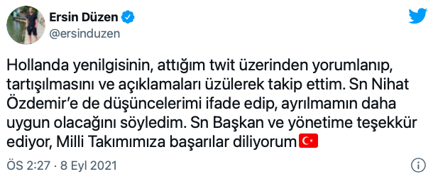 Ersin Düzen TFF'deki görevinden istifa etti! Şenol Güneş sözleri olay olmuştu