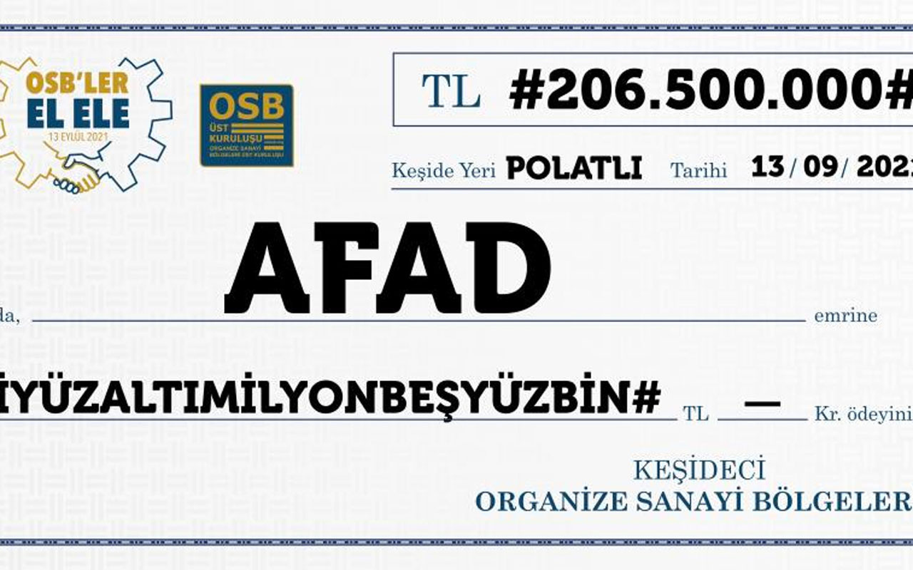 OSB’lerden 206 milyon TL’lik yardım