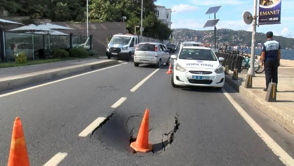 Sarıyer sahilinde yol bir anda çöktü! Çok büyük kaza atlatıldı