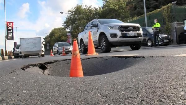 Sarıyer sahilinde yol bir anda çöktü! Çok büyük kaza atlatıldı