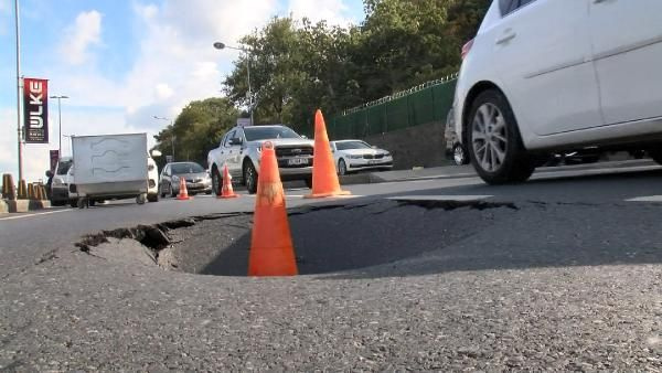 Sarıyer sahilinde yol bir anda çöktü! Çok büyük kaza atlatıldı