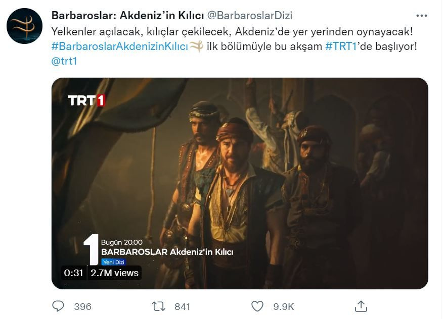 TRT1 Barbaroslar: Akdeniz'in Kılıcı dizisi Twitter'da TT oldu oyuncu kadrosu bomba