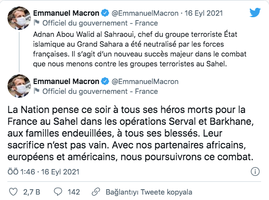 DAEŞ'li teröristbaşı Adnan Mali'de öldürüldü Macron duyurdu