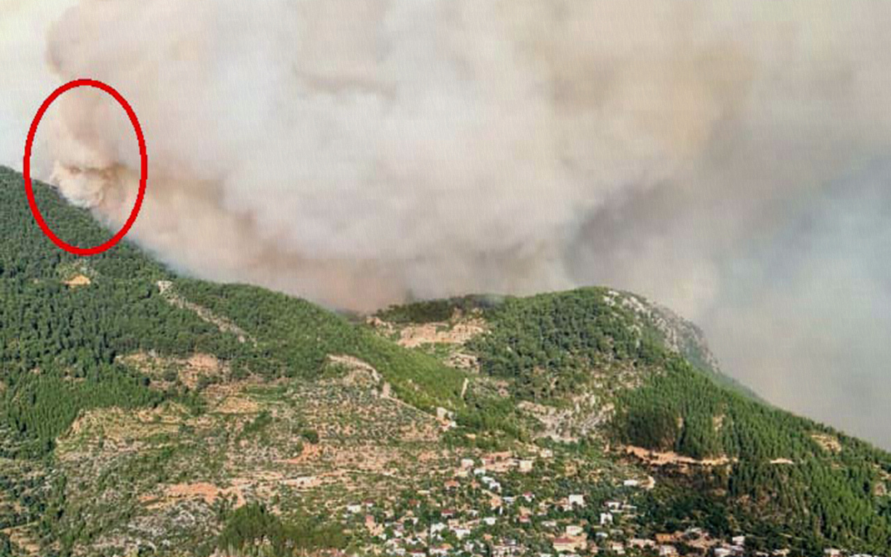 Antalya'daki orman yangınında yangın şeytanı oluşmuş