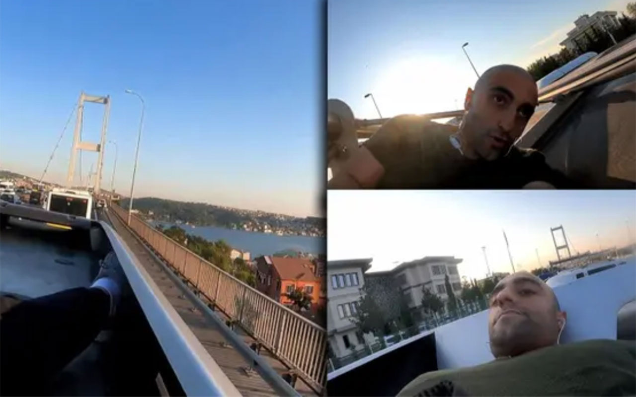 Çılgın youtuber Yunus Emre Özer bu kez de Avrupa'dan Asya kıtasına metrobüsün üstünde geçti