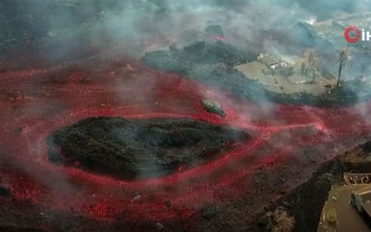 La Palma Yanardağı’ndan çıkan lavlar onlarca evi yuttu! Dehşet görüntüler