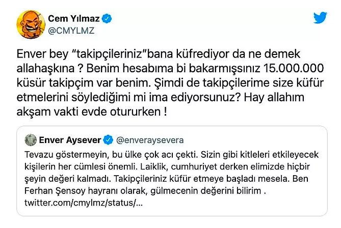 Hakan Aysever Cem Yılmaz olayı nedir twitter tartışma büyüdü