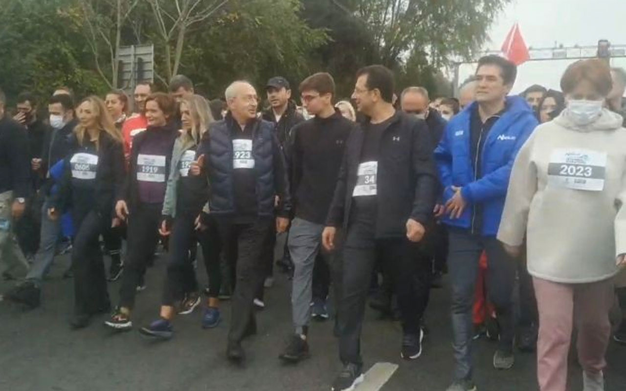 İstanbul Maratonu'nda Millet İttifakı liderleri göğüs numaralarıyla mesaj verdi!