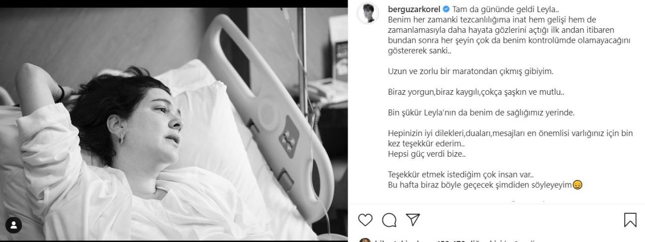 Bergüzar Korel bebeği Leyla'yı dünyaya getirdi... Duygusal paylaşım