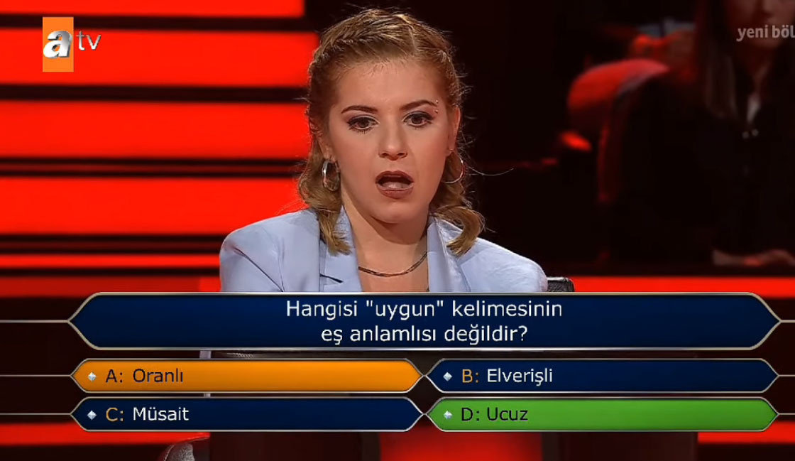 Kim Milyoner Olmak İster'de 200 bin TL'lik 'uygun' soruya yanlış cevap verdi kafa karıştıran soru
