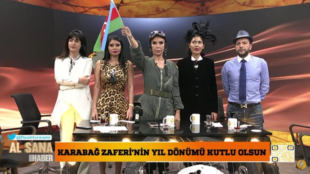 Flash Tv Al Sana Haber'de Azerbaycan bayrağı ve marşı interneti salladı