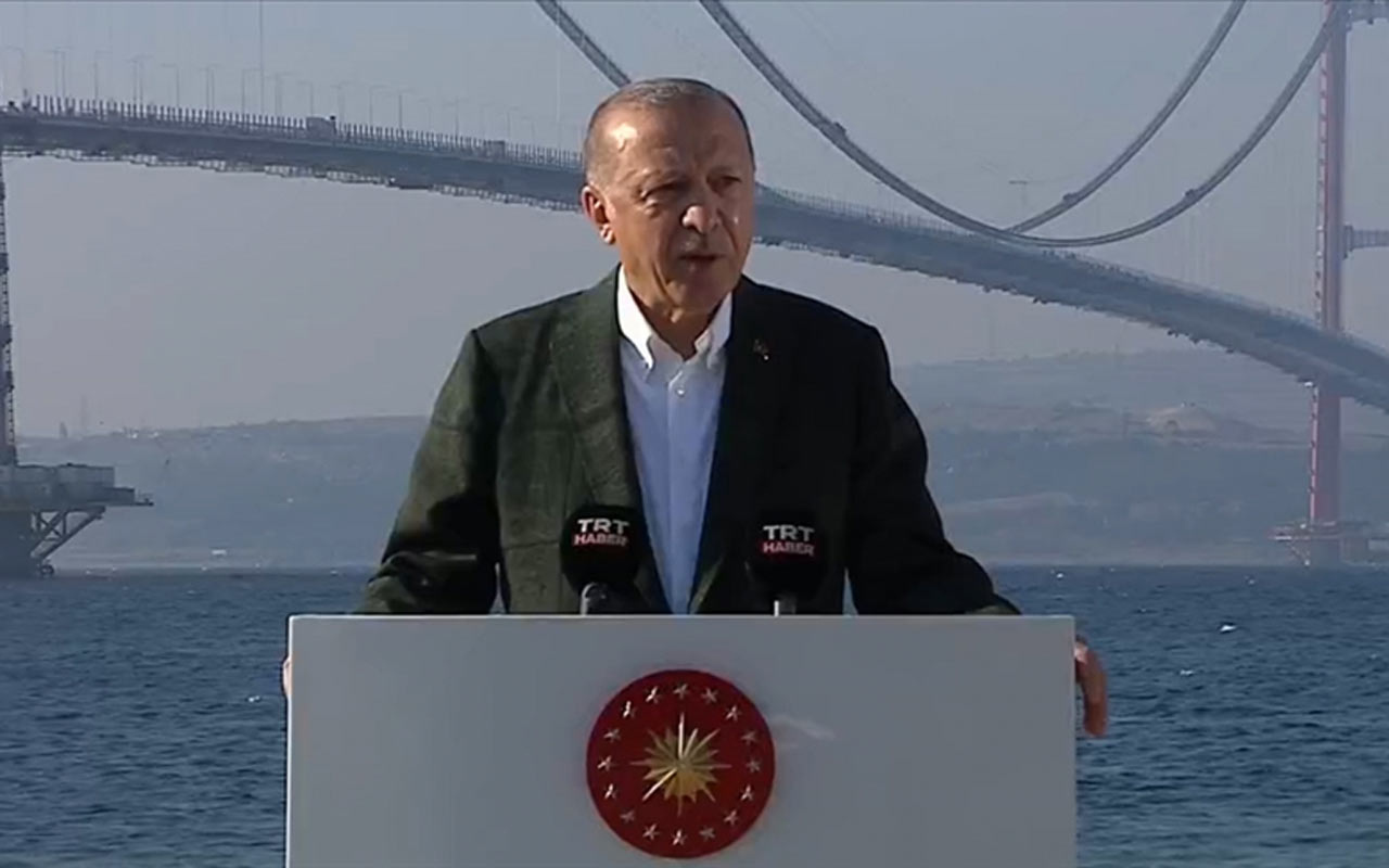 Cumhurbaşkanı Erdoğan 1915 Çanakkale Köprüsü son tabliye montaj töreninde konuştu