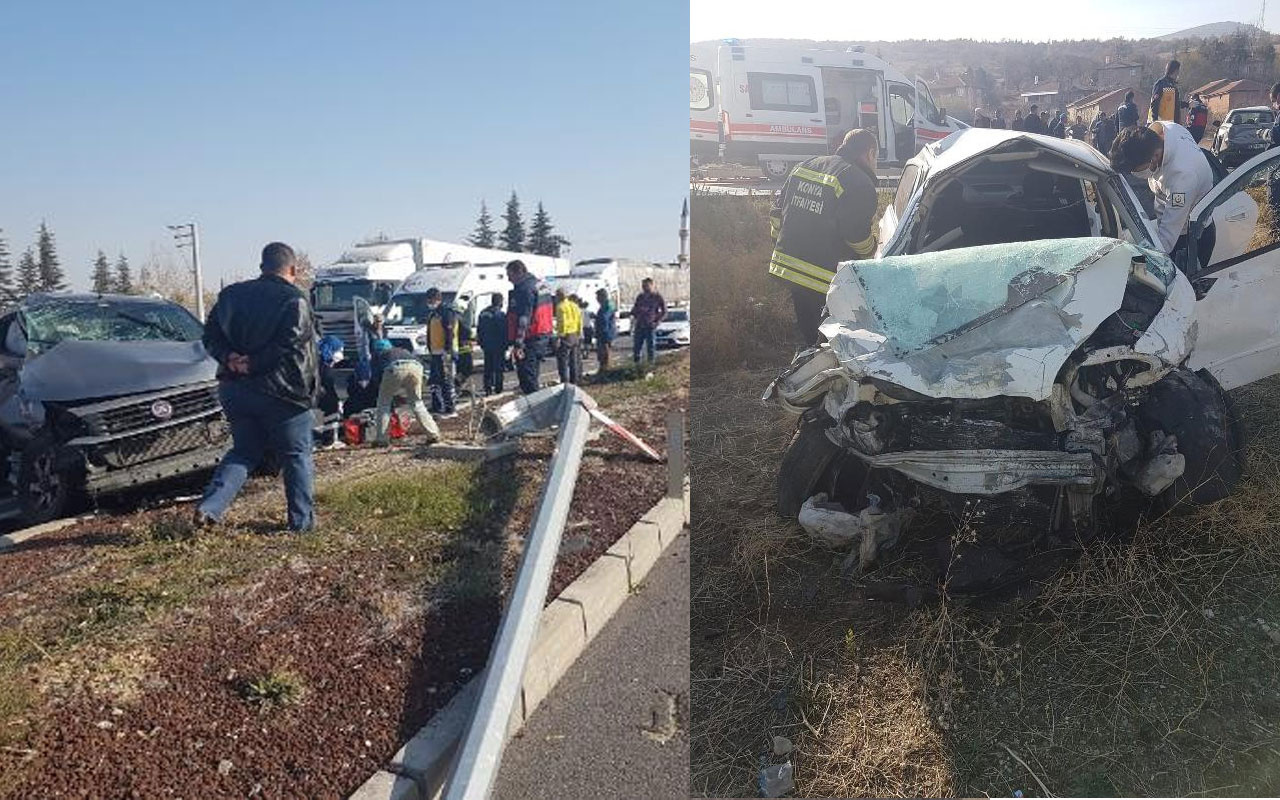 Konya'da karşı şeride geçen kamyonet otomobile çarptı: 2 ölü