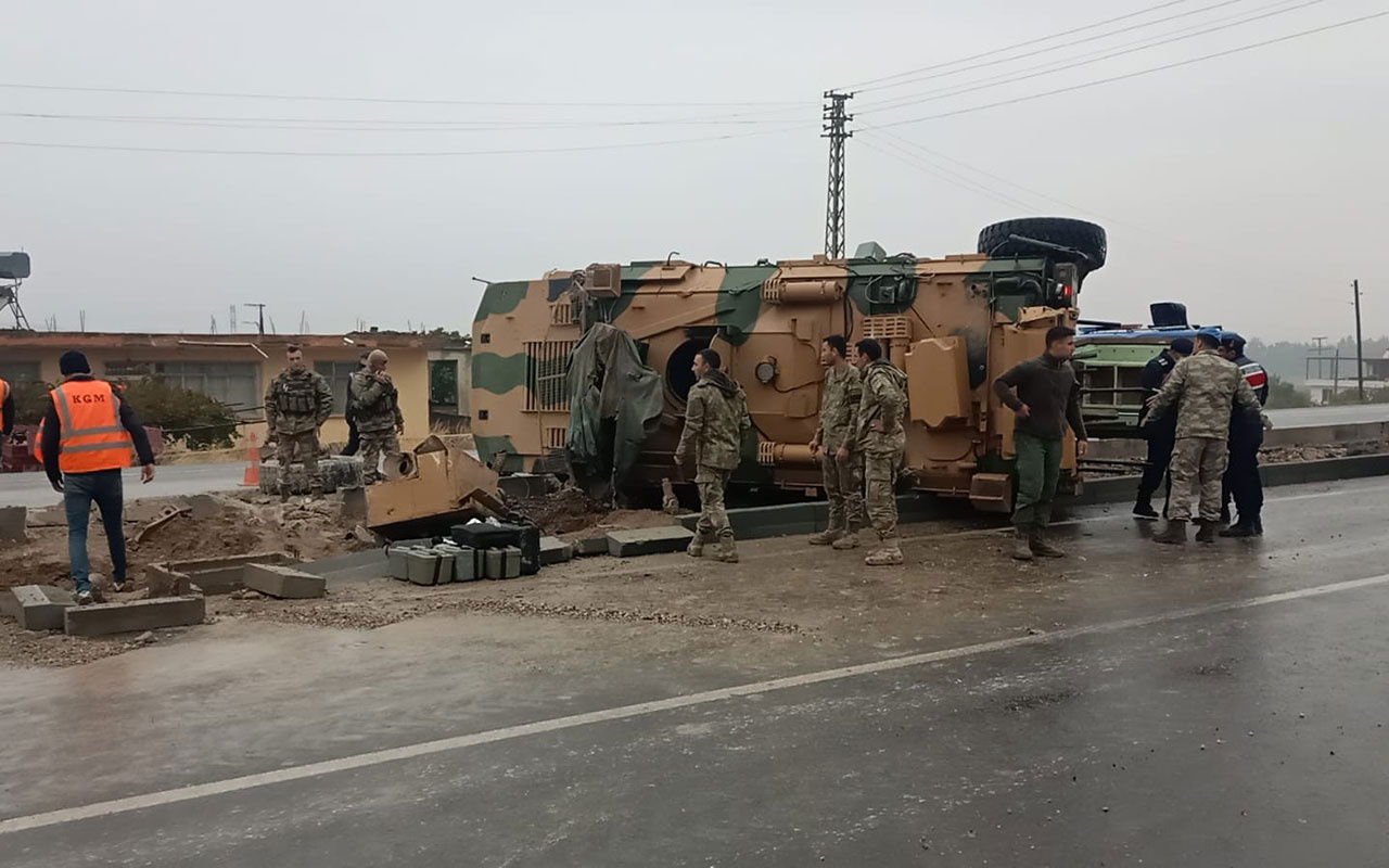  Hatay’da zırhlı askeri araç devrildi: 3 asker yaralı