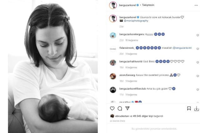 Bergüzar Korel bebeği Leyla'yı emzirdiği anları sosyal medyada paylaştı