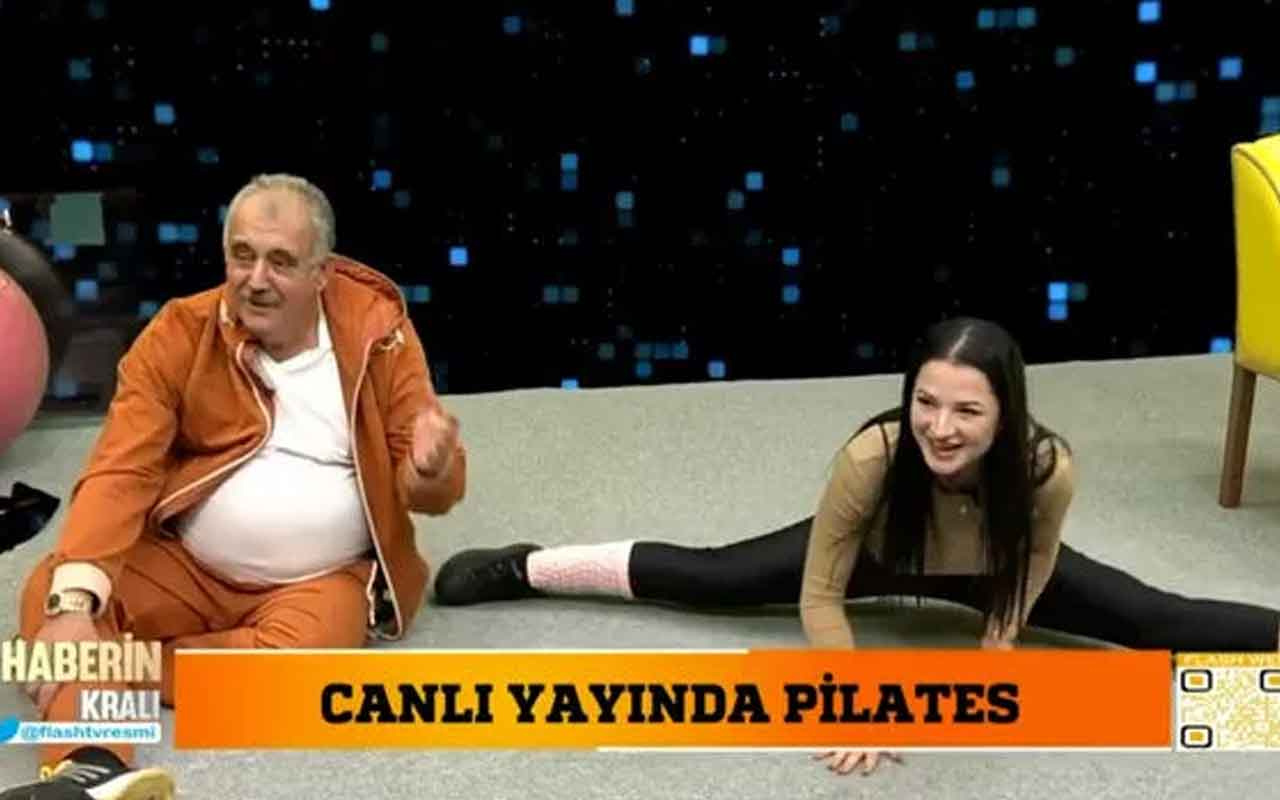 FLASH TV Haberin Kralı canlı yayında Faik Öztürk'ün pilatesle imtihanı... Şekilden şekle girdi